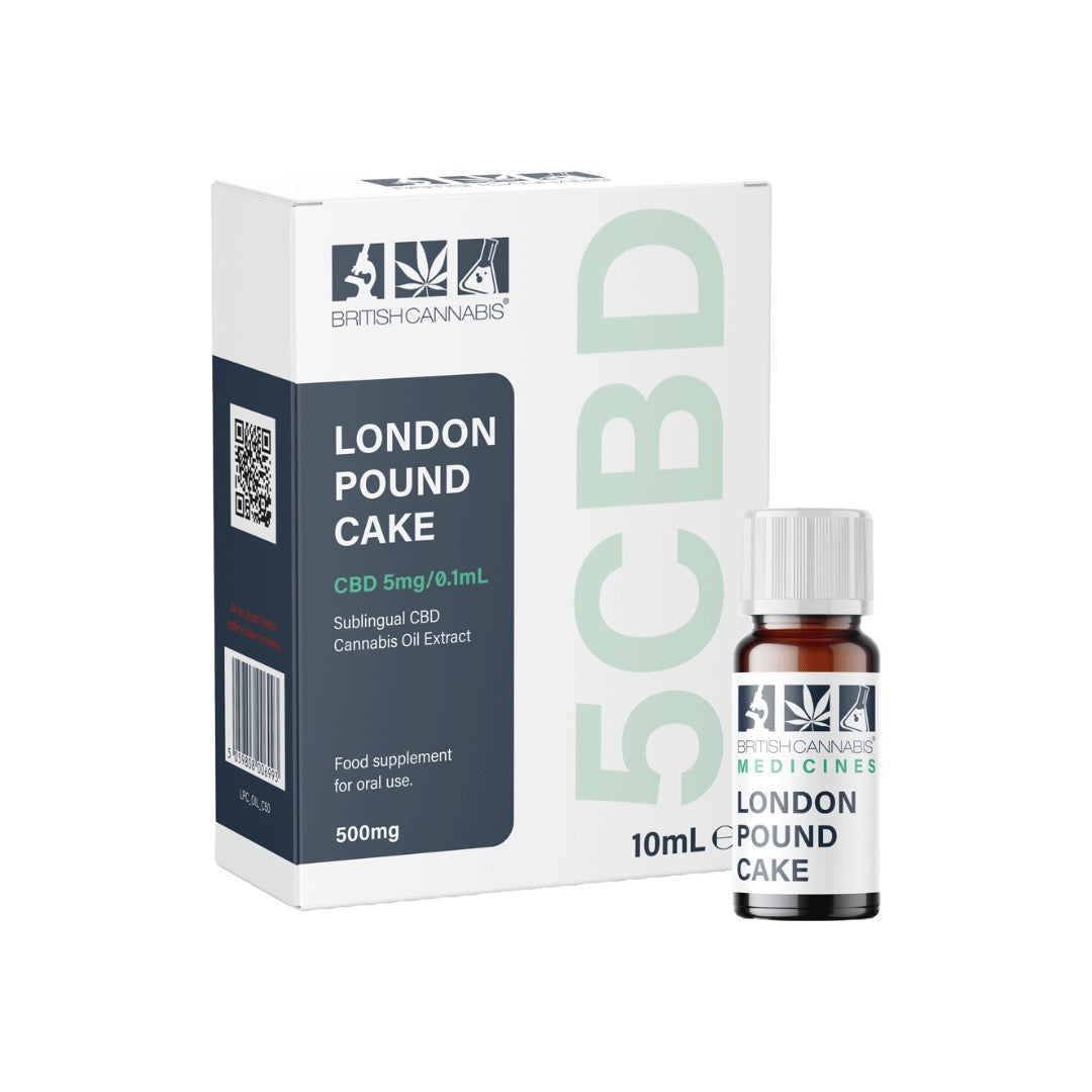 5CBD by British Cannabis 500mg CBD Full Plant Extract London Pound Cake 10ml